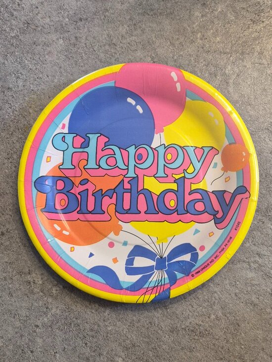 Unique Industries Inc Other - 1988 Vintage Paper Birthday Balloon Party Plates Retro 80's Party Sealed